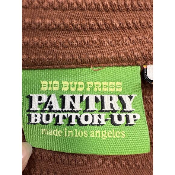 Big Bud Press Pantry Honeycomb Button Up 6XL Brown Textured Short Sleeve Shirt - Picture 3 of 11